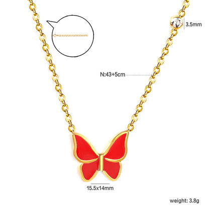 Wholesale Gold Tone White & Red & Blue & Green Butterfly Necklace Pure Elegance