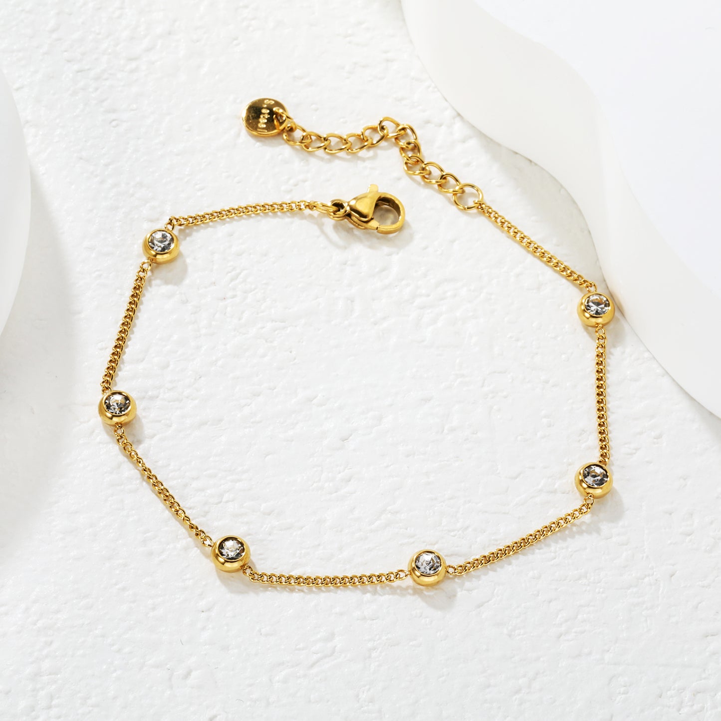 Wholesale Waterproof PVD Disc Drill Accent Adjustable Chain Bracelet