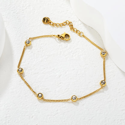 Wholesale Waterproof PVD Disc Drill Accent Adjustable Chain Bracelet