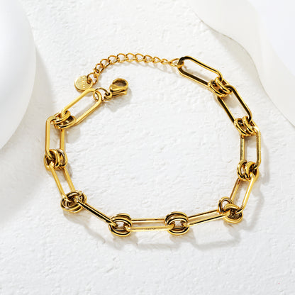 Wholesale Waterproof PVD Rectangular Clasp Double O-Chain Bracelet