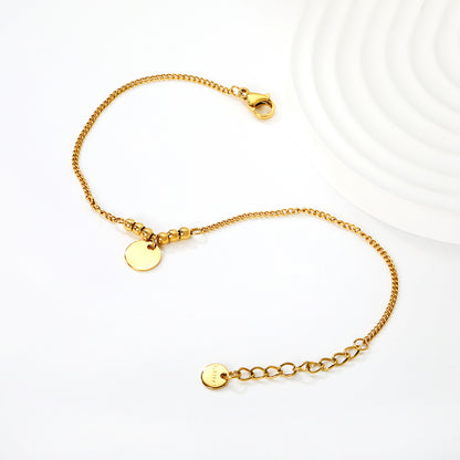 Bulk PVD Gold Minimalist Round Tag Dainty Stacking Bracelet