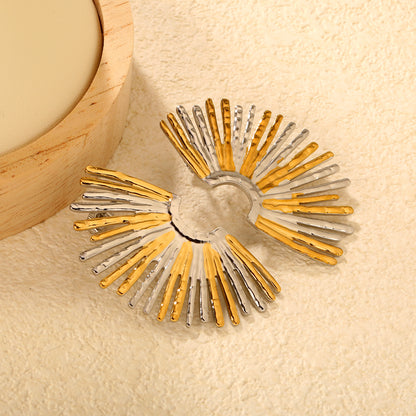 Wholesale Waterproof Two-Tone Sculpted Radial Wing Ear Clips for Non-Pierced Ears