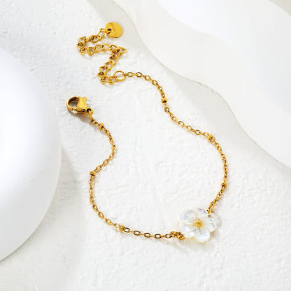 Bulk PVD Gold White Mother of Pearl (MOP) Flower Bracelet