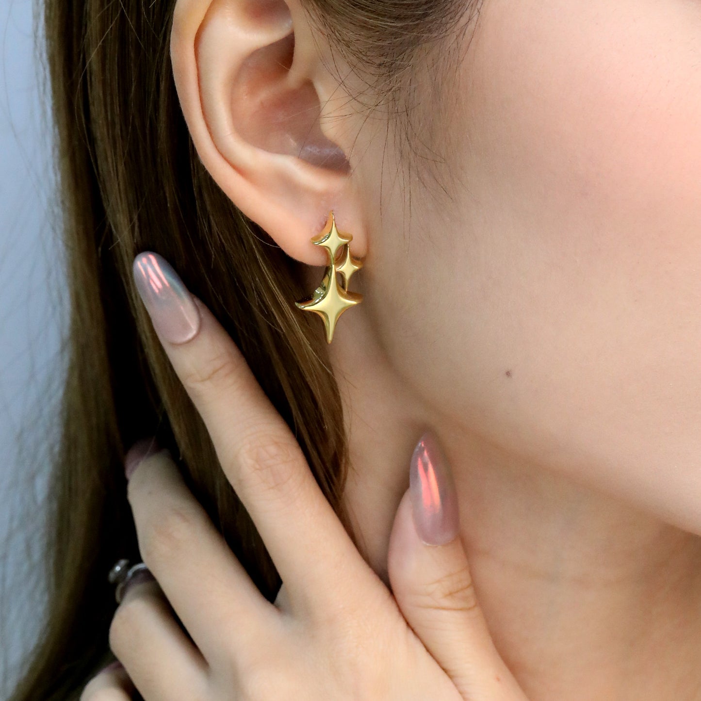 Minimalist North Star Stud Earrings Stainless Steel Waterproof Non-Tarnish