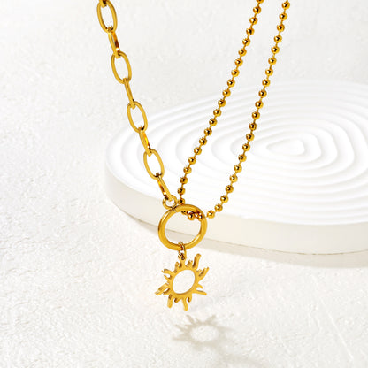 Wholesale Waterproof PVD Gold Layered Sun Silhouette Necklace