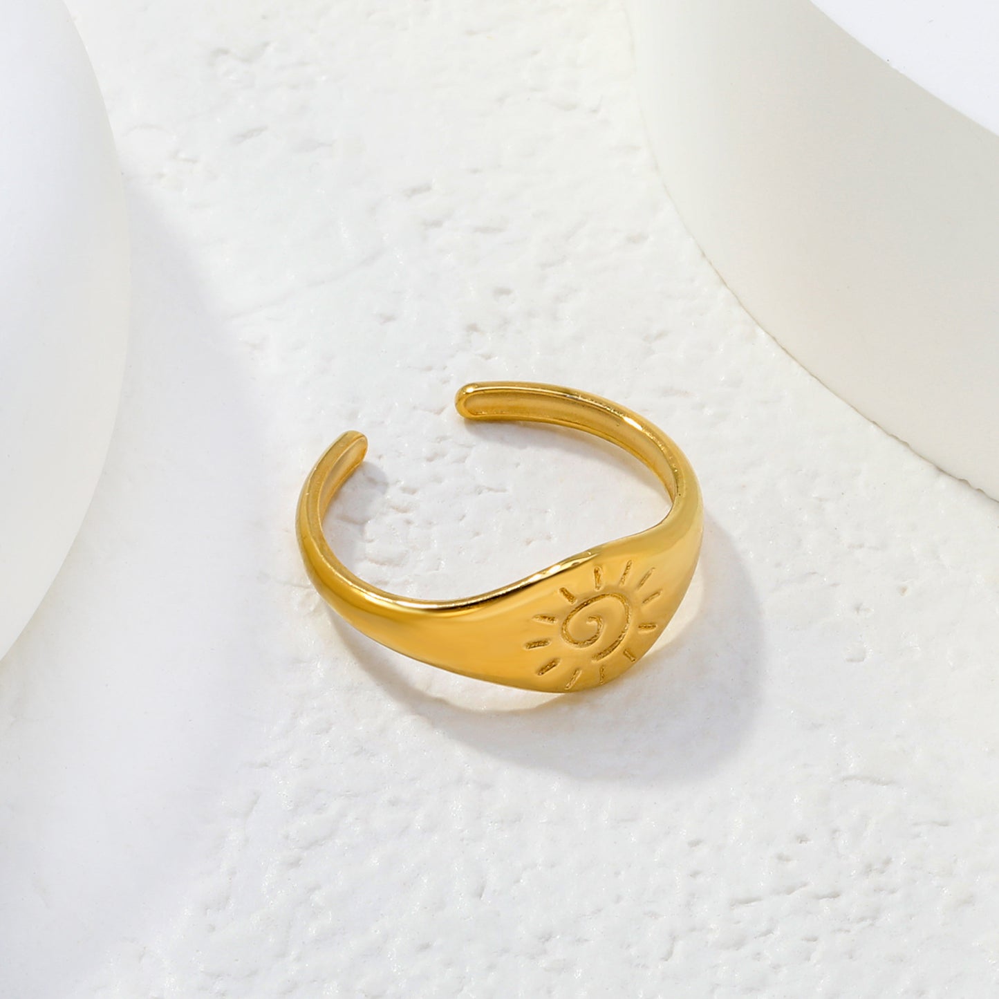 Waterproof 304L Stainless Steel Sun Coin Ring | Daily Protection Gift