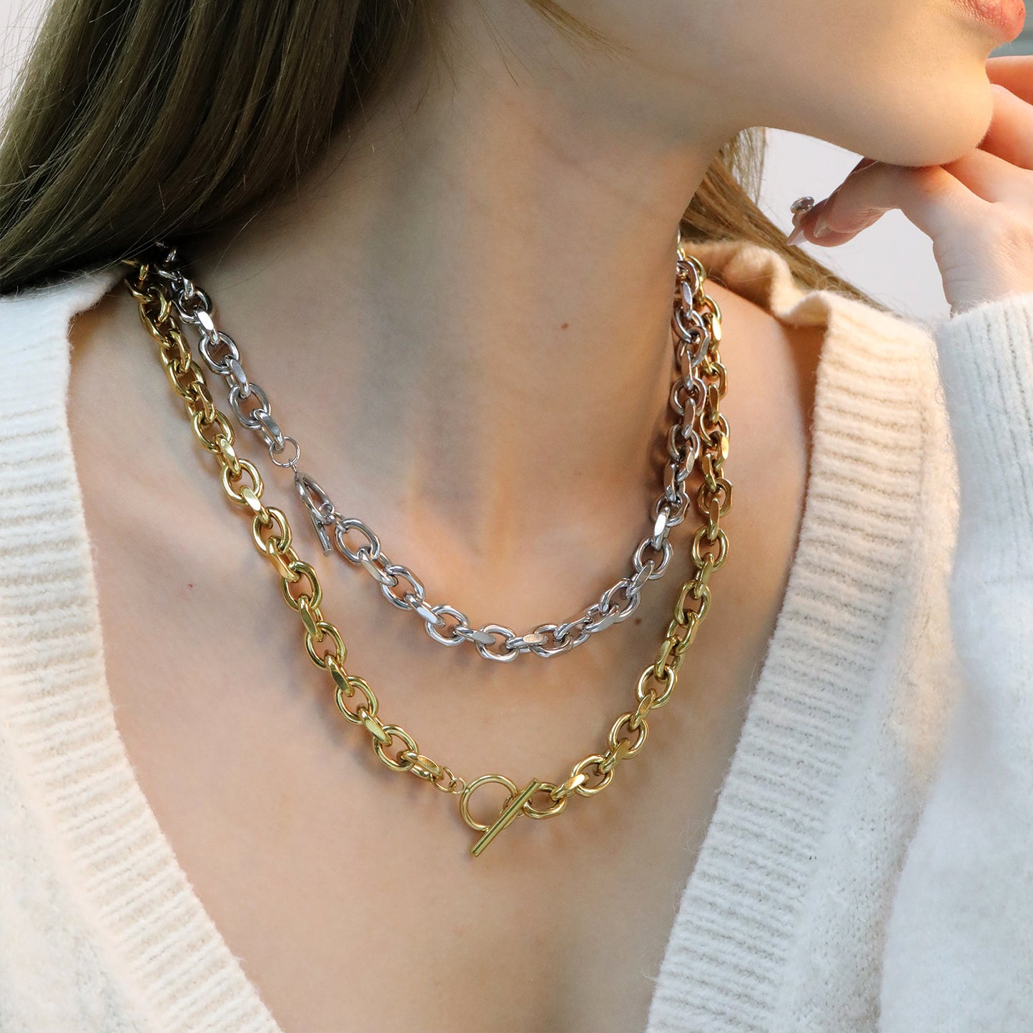 Wholesale 304L Stainless Steel Heavy OT Buckle Necklace