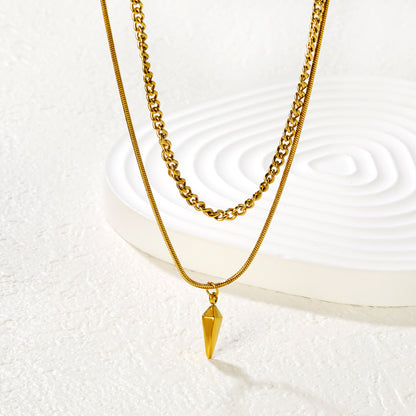 Wholesale Waterproof PVD Gold Layered Spike Cone Statement Necklace