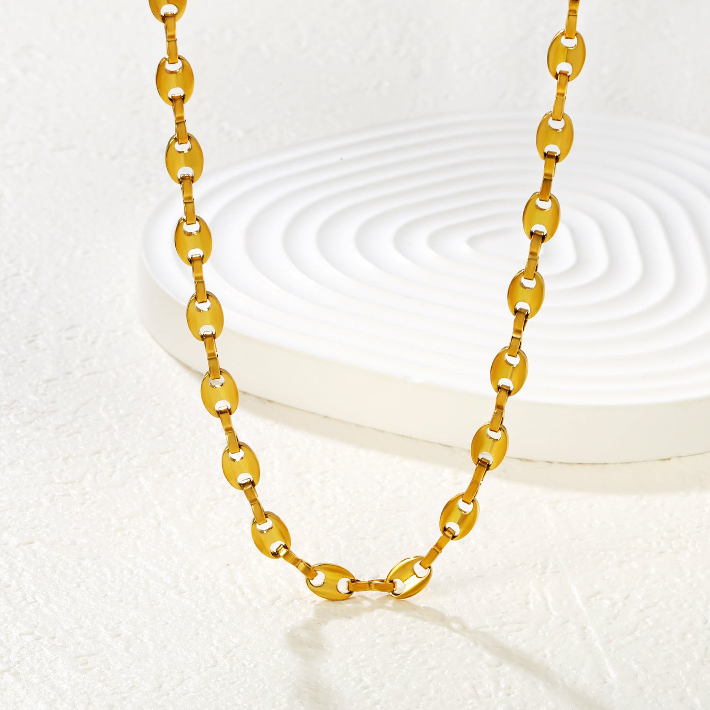 Minimalist Bold Oval Link Statement Necklace Stainless Steel Tarnish-Free