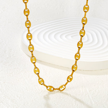 Minimalist Bold Oval Link Statement Necklace Stainless Steel Tarnish-Free