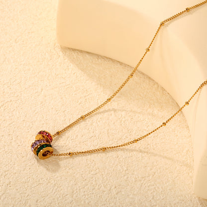 Waterproof 304L Stainless Steel Triple Zircon Necklace