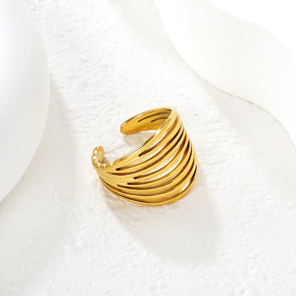 Minimalist 304L Stainless Steel Line Ring | Unisex Wide Stacking Band