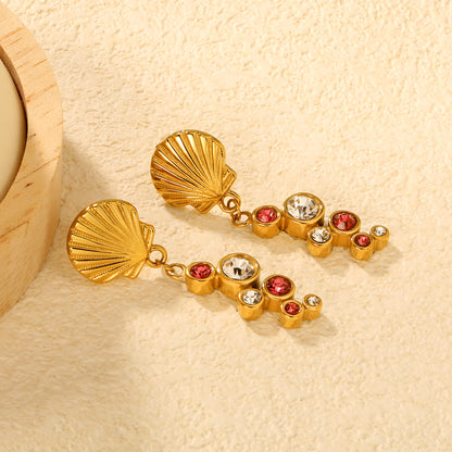 Beach-Vibe Shell Tassel Earrings Stainless Steel Non-Tarnish