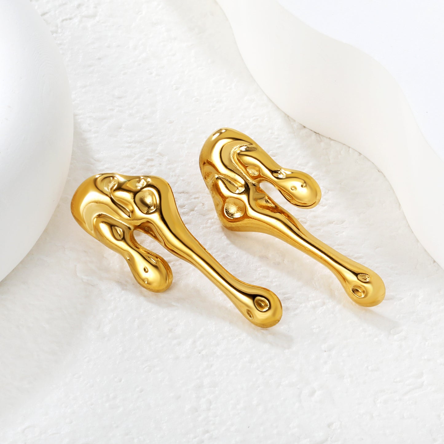 Aesthetic Stainless Steel Liquid Studs | Unique Molten Metal Design