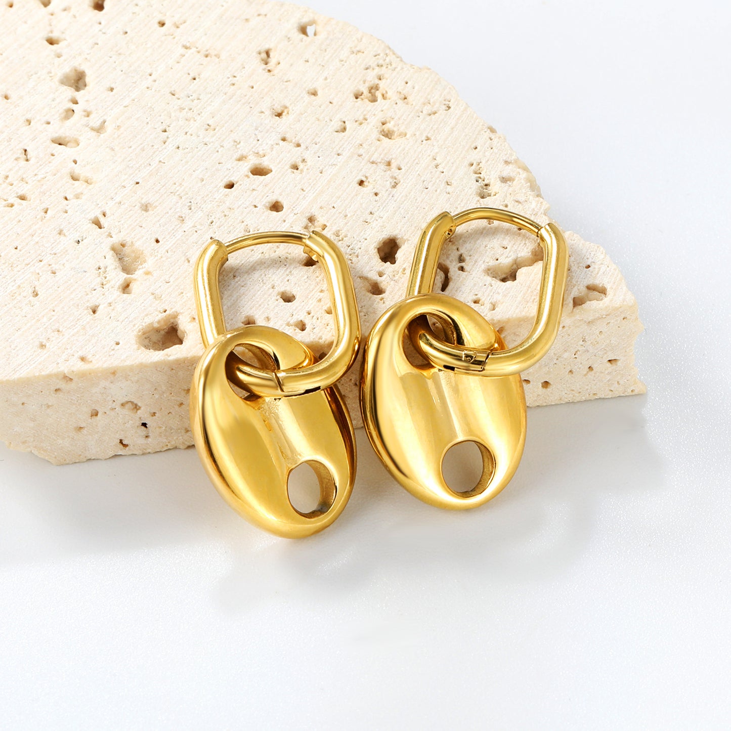 Bulk PVD Gold Charm Hoop Earrings Waterproof