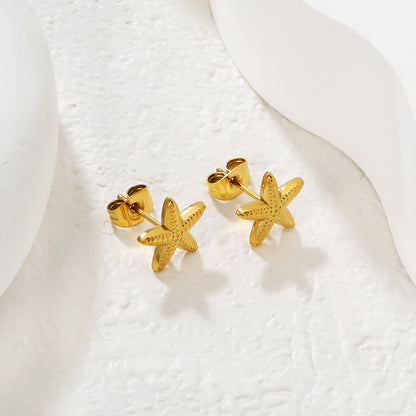 Bulk Waterproof PVD Gold Star Beach Stud Earrings