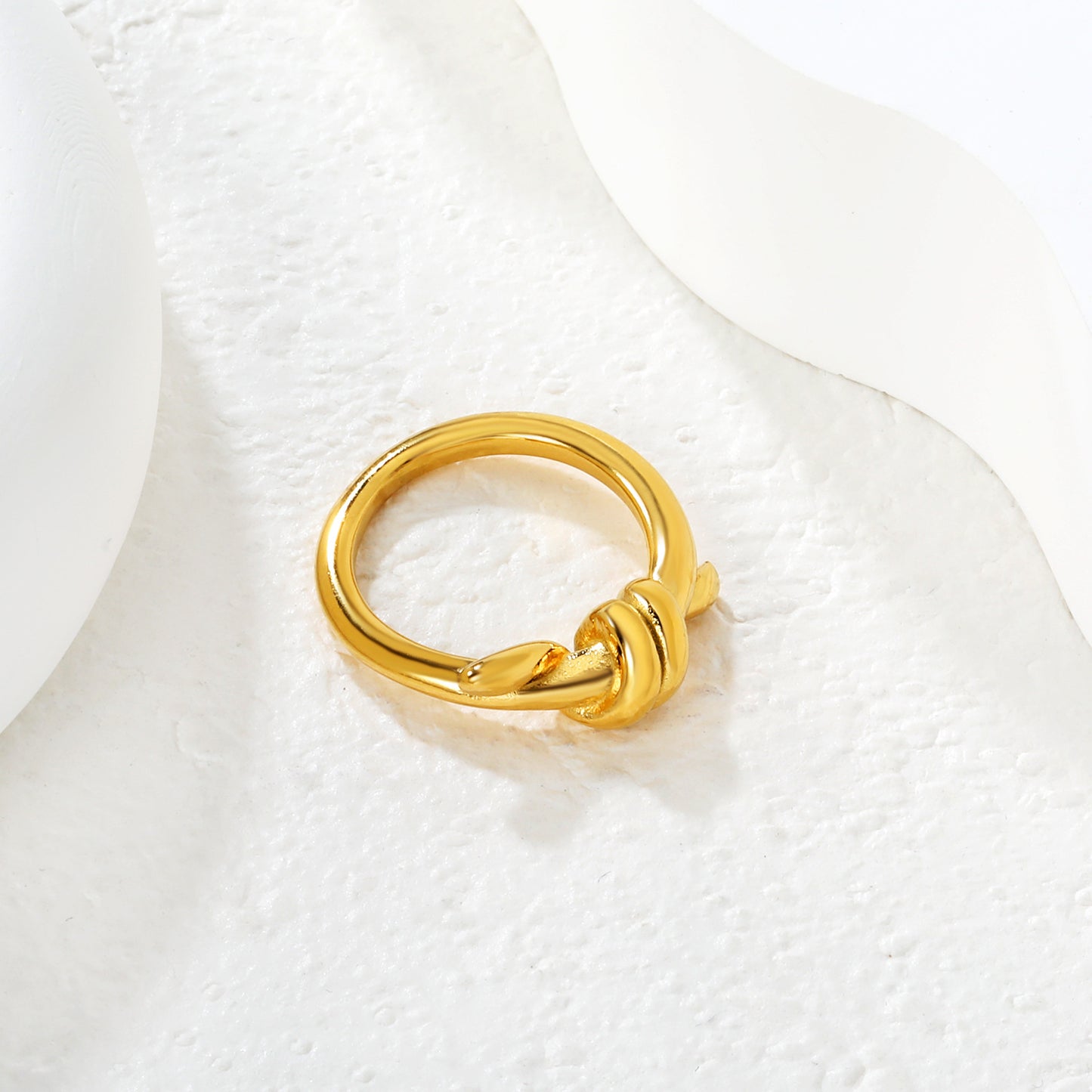 Bulk Gold Plated Knot Ring 304L Steel Closed Stackable Band Hypoallergenic