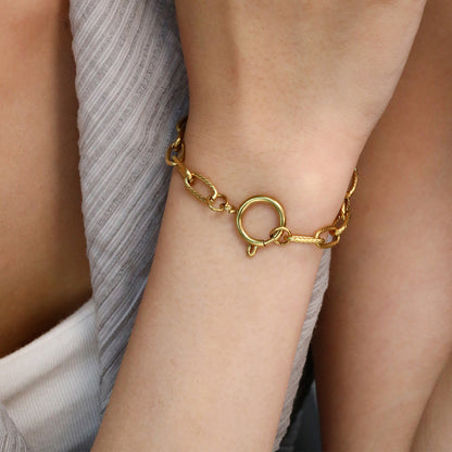 Wholesale Gold Chunky Oval Link Bracelet | Stainless Steel Adjustable Chain