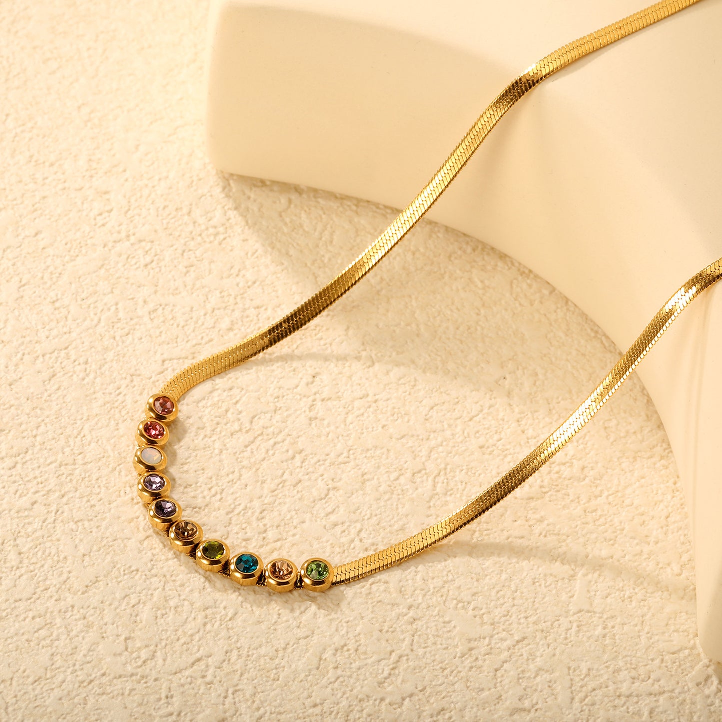 304L Stainless Steel Jewelry Factory: Rainbow Zircon Necklace
