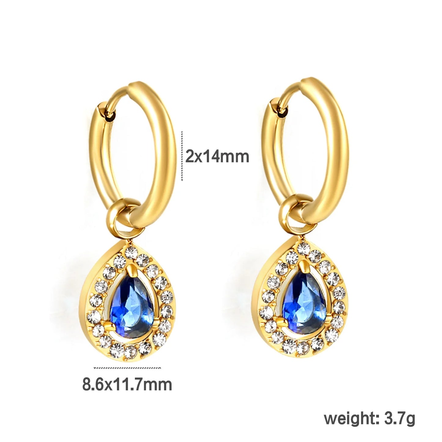 304L Stainless Steel Teardrop Zircon Earrings Wholesale | Bulk Gold