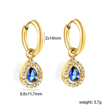 304L Stainless Steel Teardrop Zircon Earrings Wholesale | Bulk Gold
