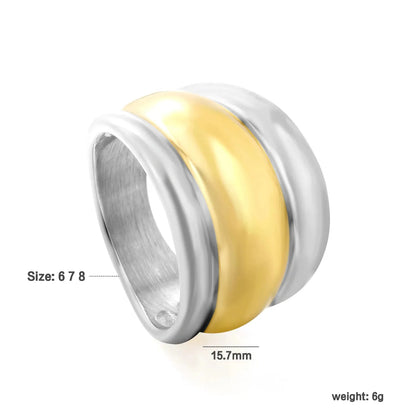 Factory 304L Steel Two-Tone Ring Three-Tier Dome Band for Men Women