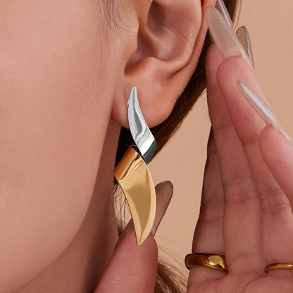 Bulk PVD Gold & Silver Sculpted Bionic Wing Stud Earrings
