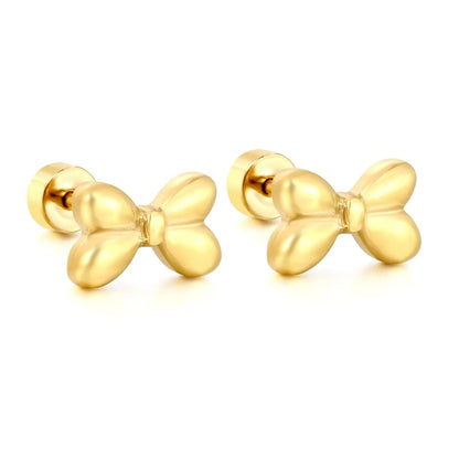 Wholesale Stainless Steel Bow Earrings | PVD Gold Ribbon Bulk