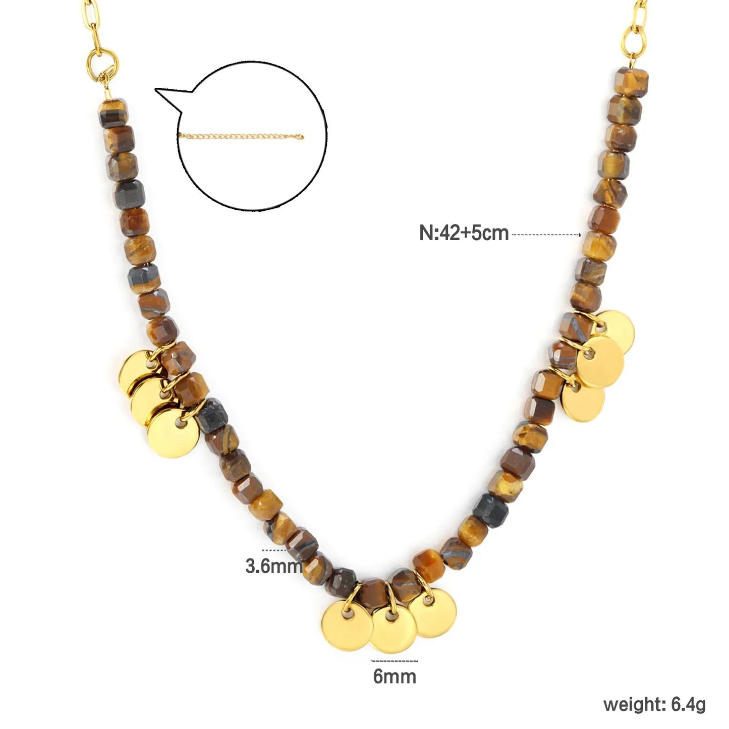 304L Stainless Steel Geometric Stone Necklace for Layering