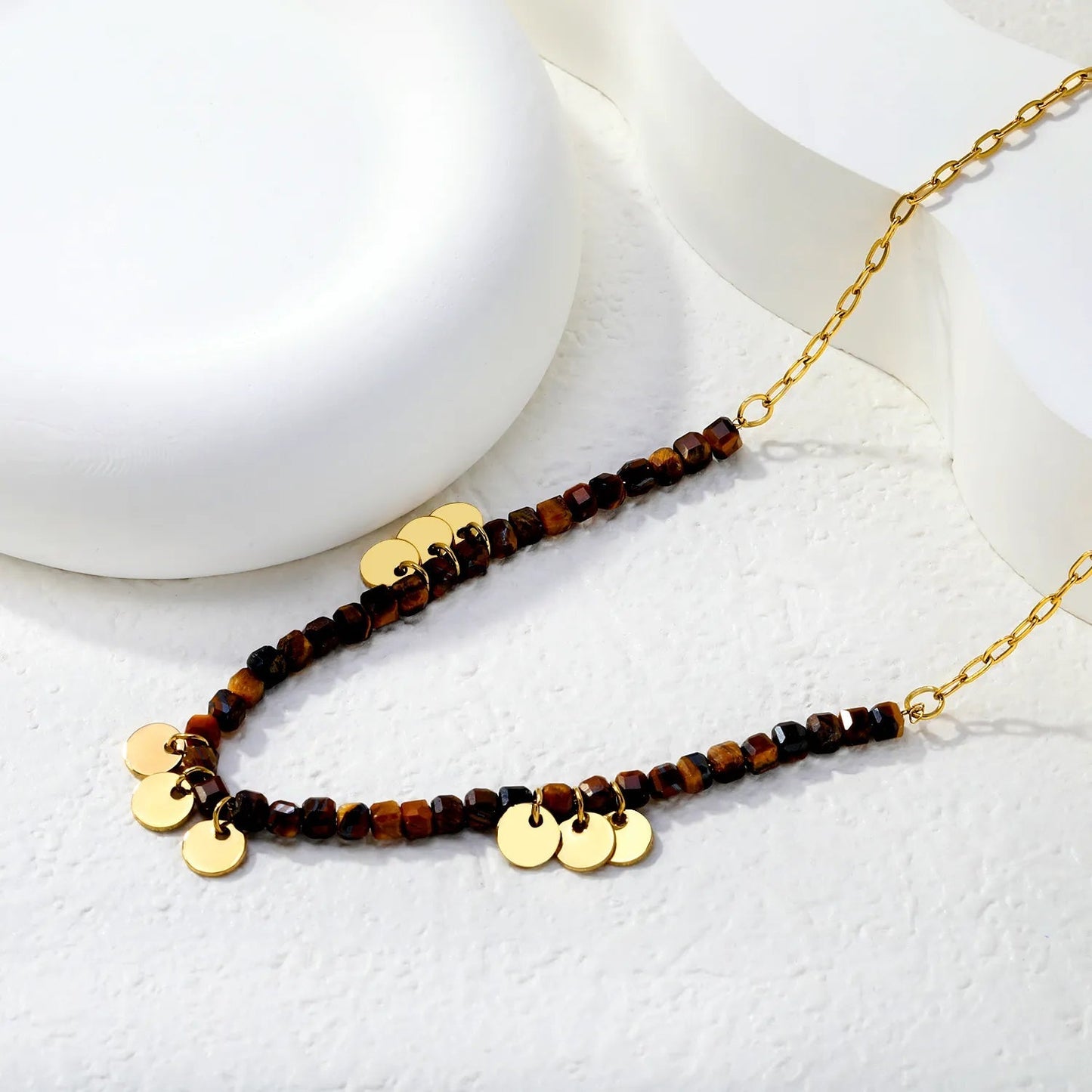 304L Stainless Steel Geometric Stone Necklace for Layering