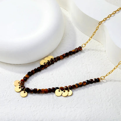304L Stainless Steel Geometric Stone Necklace for Layering