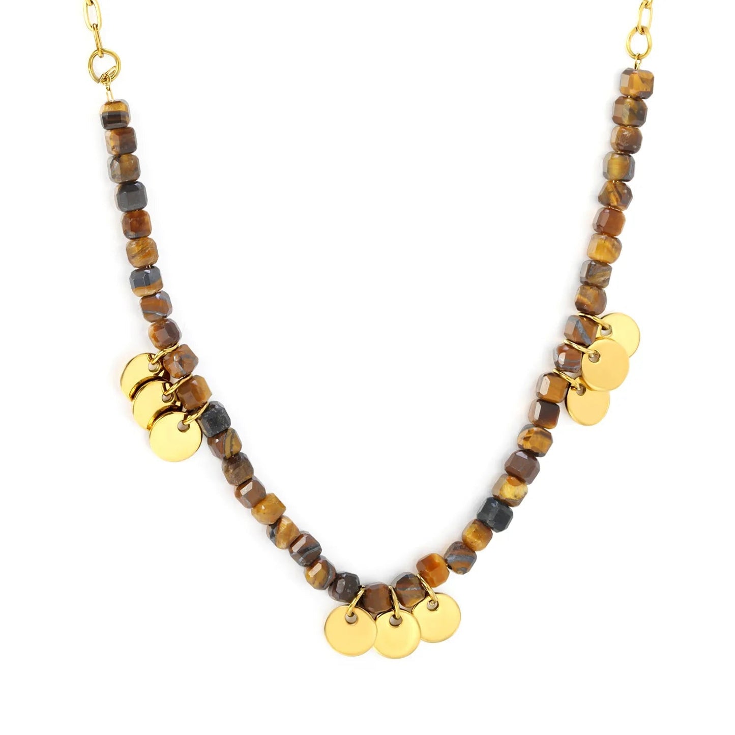 304L Stainless Steel Geometric Stone Necklace for Layering