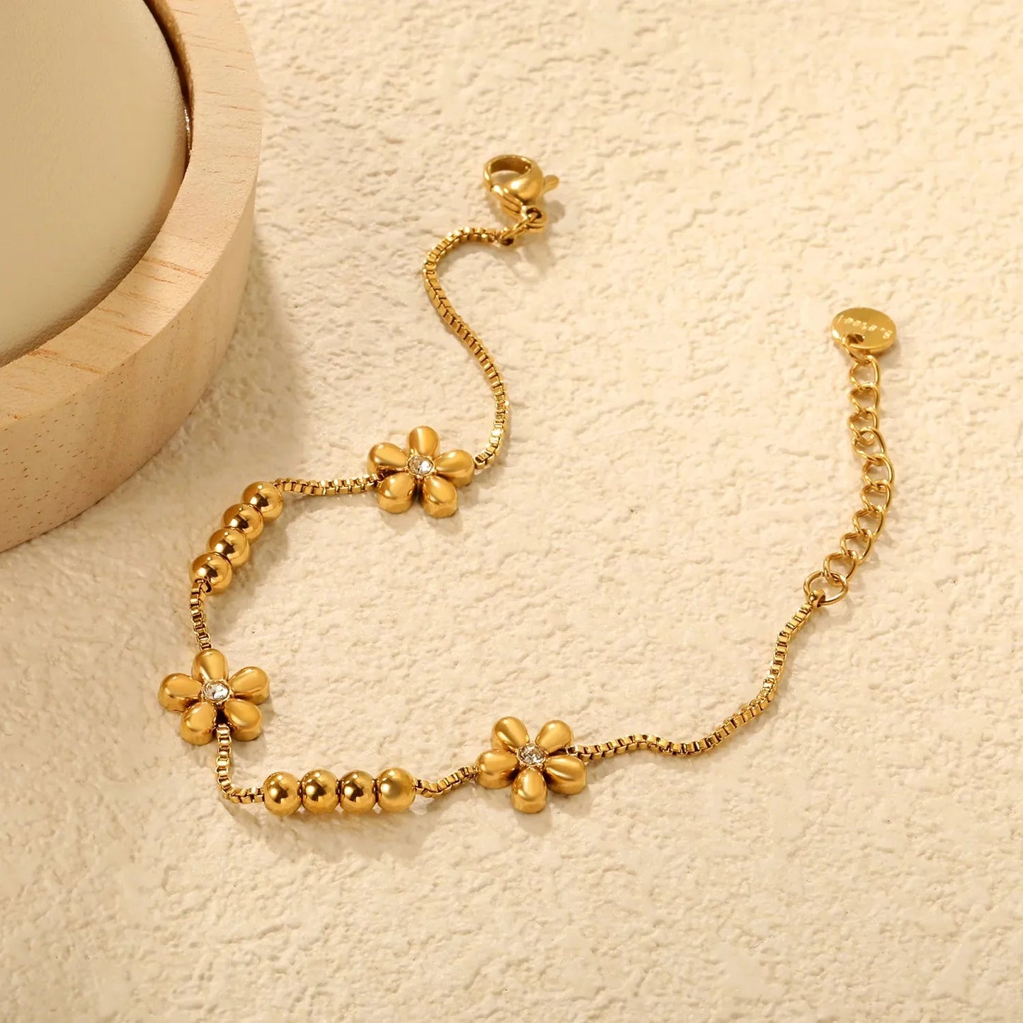 Wholesale 304L Stainless Steel Floral Bracelet Bulk - Gold Plated