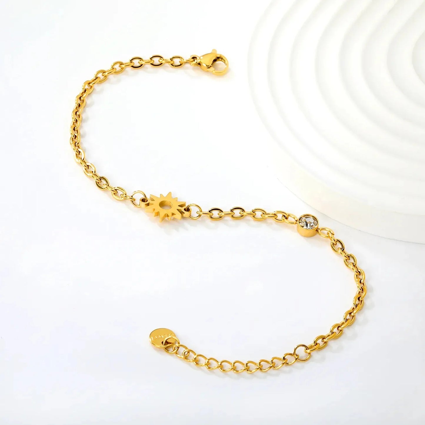 Wholesale 304L Stainless Steel Starburst Pendant Bracelet Gold