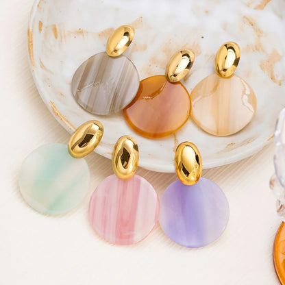 Minimalist Colorful Round Disc Earrings Stainless Steel Tarnish-Free