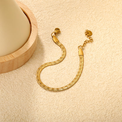 Wholesale Textured Snake Chain Bracelet | Matte Gold Plated Adjustable