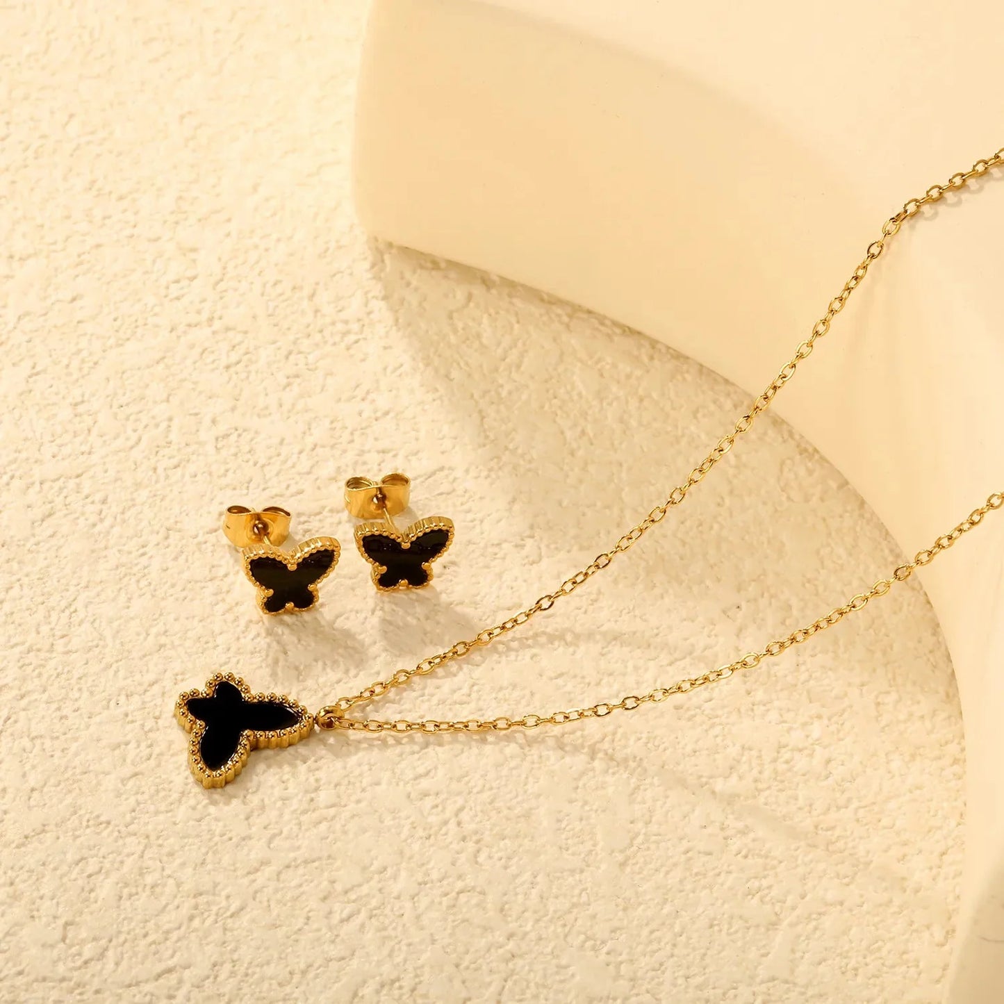 Wholesale 304L Stainless Steel Butterfly Necklace & Earrings Set