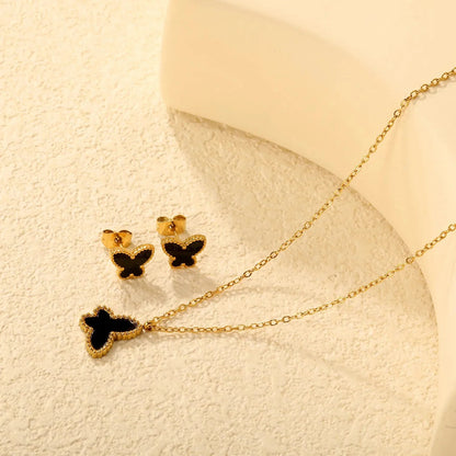 Wholesale 304L Stainless Steel Butterfly Necklace & Earrings Set