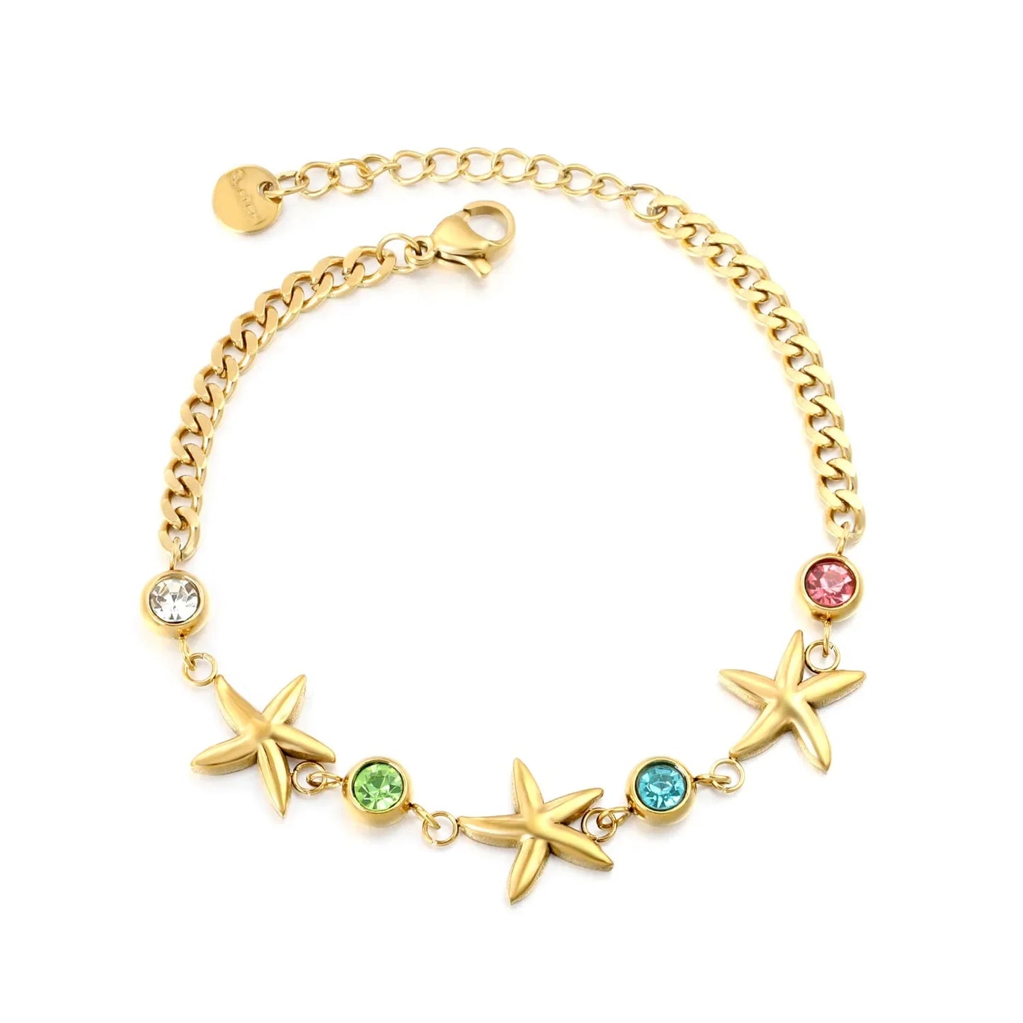 304L Stainless Steel Marine Starfish Bracelet Bulk - Color Zircon