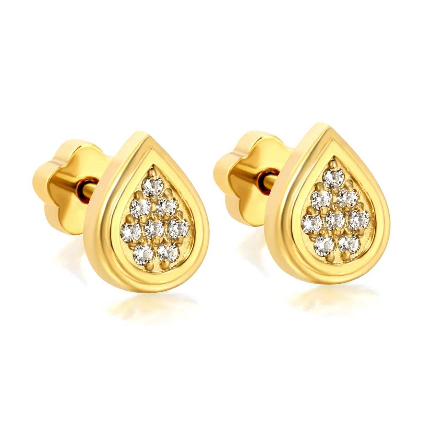 3 Pairs Elegant Pave Teardrop Studs | Hypoallergenic 304L Steel Nap Earrings