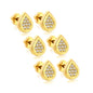 3 Pairs Elegant Pave Teardrop Studs | Hypoallergenic 304L Steel Nap Earrings