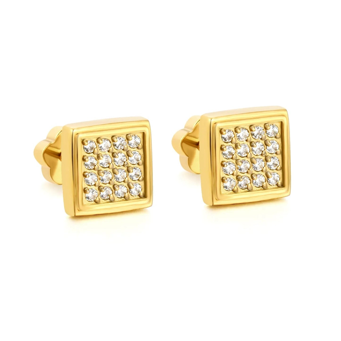 3 Pairs Minimalist Pave Square Studs | Tarnish-Free Geometric Nap Earrings