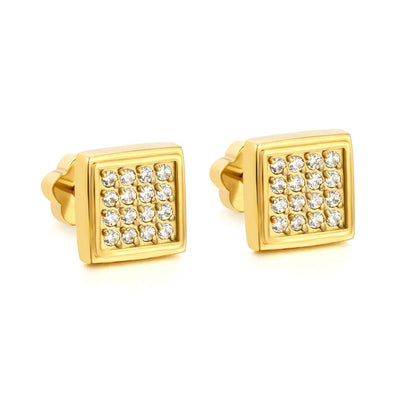 3 Pairs Minimalist Pave Square Studs | Tarnish-Free Geometric Nap Earrings