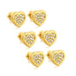 3 Pairs Sparkly Pave Heart Studs Earrings | 24/7 Wear Waterproof Gold Heart Piercing