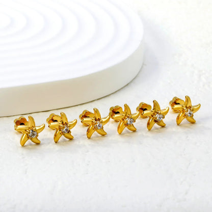 3 Pairs Wholesale 304L Stainless Steel 10mm Starfish Flat Back Studs Bulk