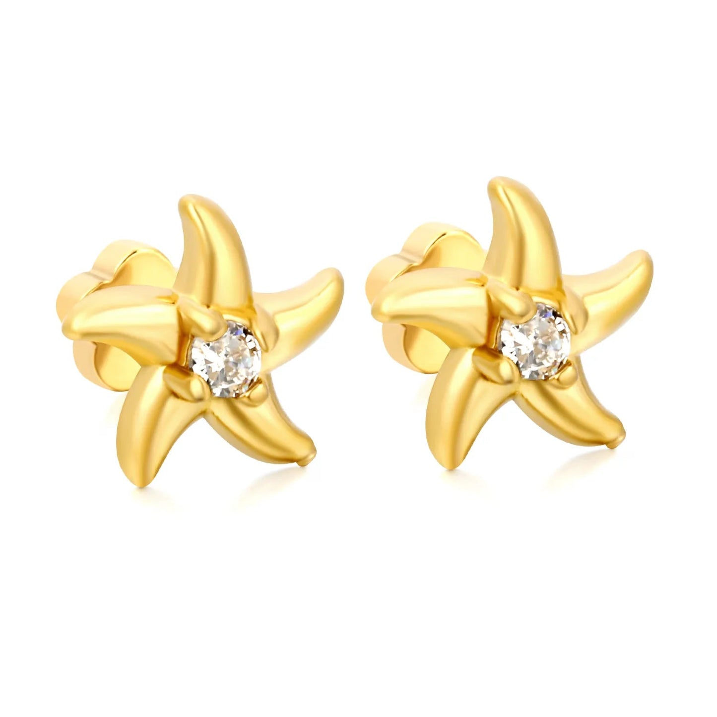 3 Pairs Wholesale 304L Stainless Steel 10mm Starfish Flat Back Studs Bulk