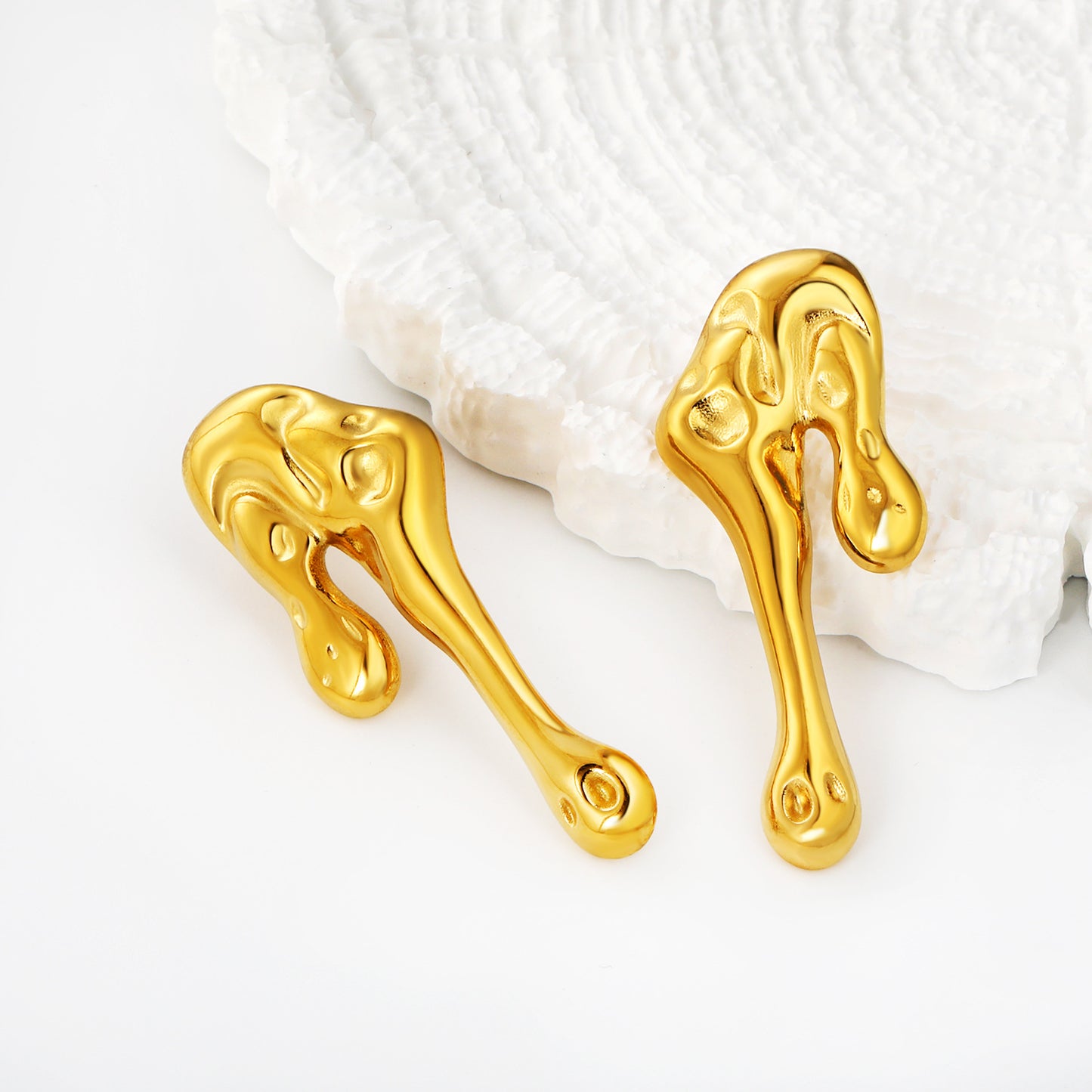 Aesthetic Stainless Steel Liquid Studs | Unique Molten Metal Design