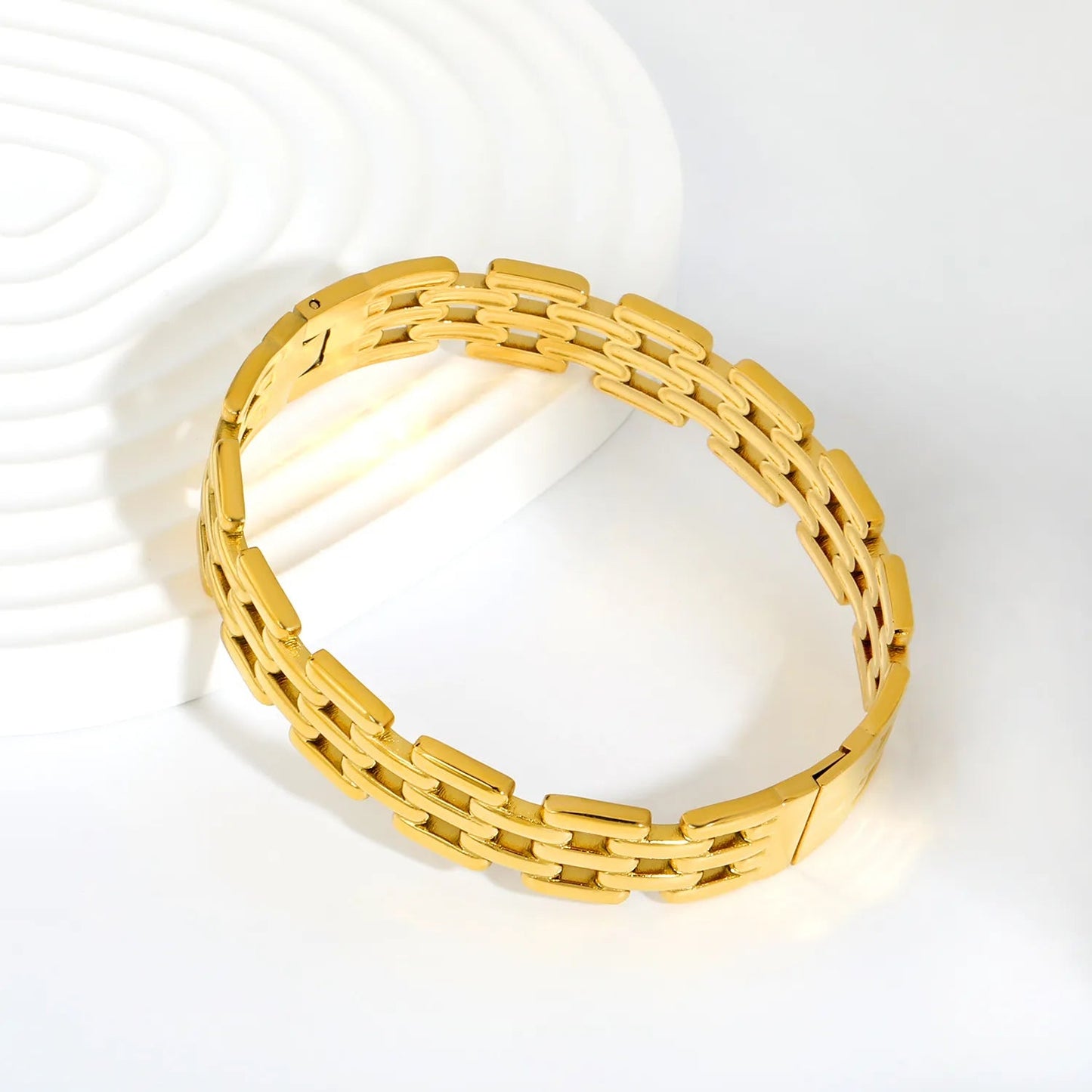 Power & Prestige: Heavyweight 12mm 5-Row Watch Band Hinged Bangle