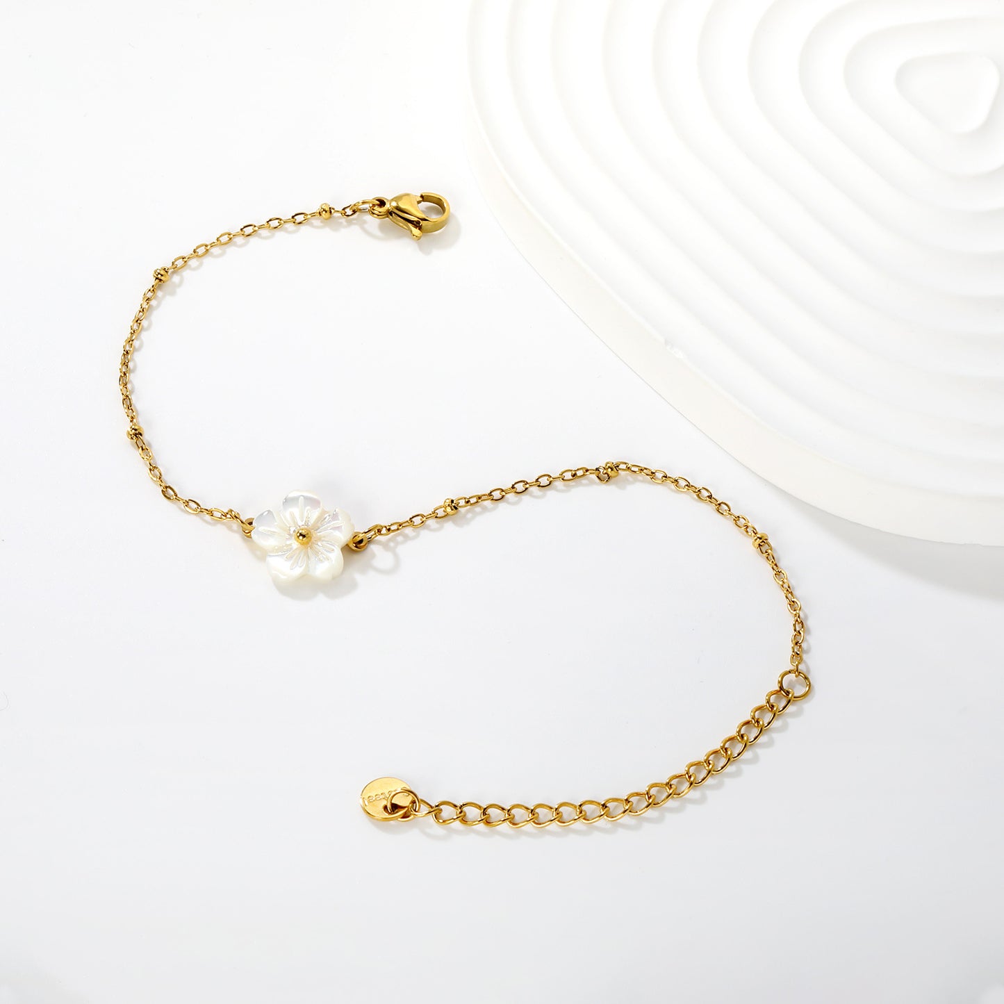 Bulk PVD Gold White Mother of Pearl (MOP) Flower Bracelet