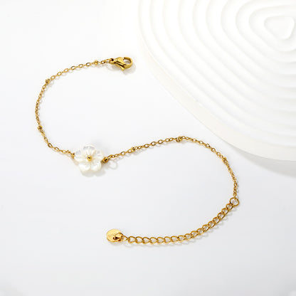 Bulk PVD Gold White Mother of Pearl (MOP) Flower Bracelet